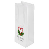 Candy Cane Heart Vrolijk Kerstmis NAAM Feestelijk Wijn Cadeautas (Voorkant Gekanteld)