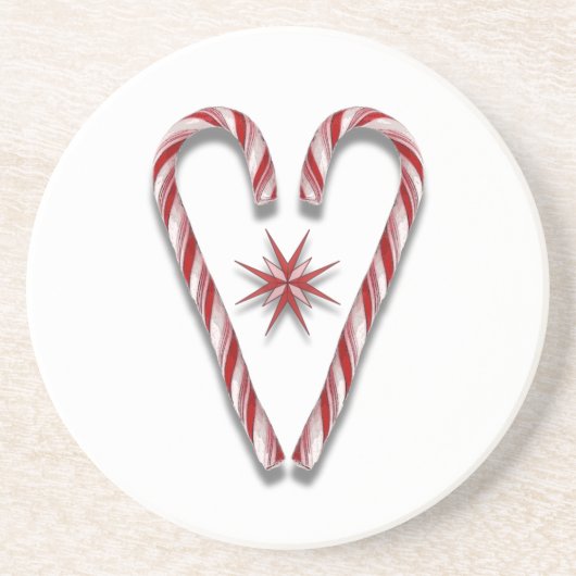Candy Cane Heart Zandsteen Onderzetter (Voorkant)