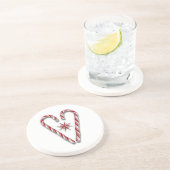 Candy Cane Heart Zandsteen Onderzetter (Zijkant)