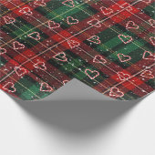 Candy Cane Hearts and Snowflakes On Plaid Cadeaupapier (Hoek)