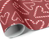 Candy Cane Hearts Bourgogne Rode Kerst Naadloos Cadeaupapier (Rol Hoek)