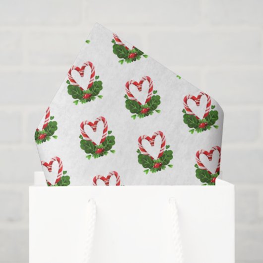 Candy Cane Hearts Christmas Holiday Sweet Festive Tissuepapier (Cadeauzakje)