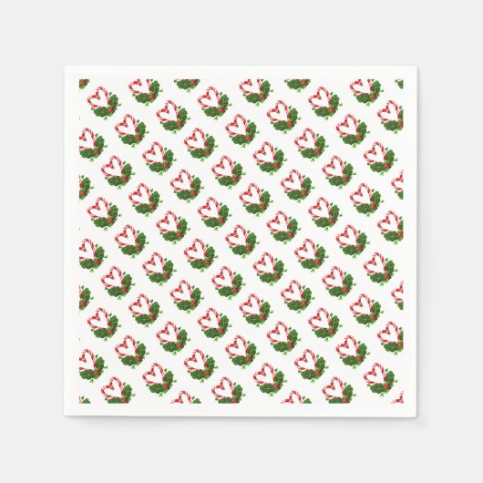 Candy Cane Hearts Feestelijke Vakantie Kerstliefde Servet (Voorkant)