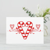 Candy Cane Hearts Invitation Kaart (Staand voorkant)