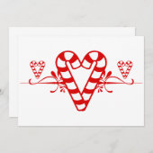 Candy Cane Hearts Invitation Kaart (Voorkant / Achterkant)