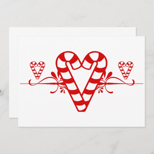 Candy Cane Hearts Invitation Kaart (Voorkant / Achterkant)