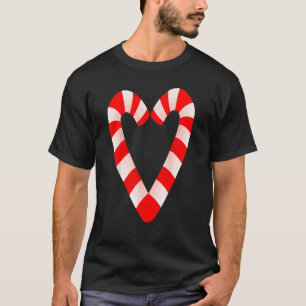 Candy Cane Hearts Kerstmis Feestdagen Santa T-shirt