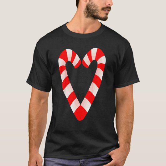 Candy Cane Hearts Kerstmis Feestdagen Santa T-shirt (Voorkant)