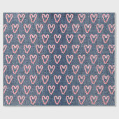 Candy Cane Hearts op Denim Cadeaupapier (Vlak)
