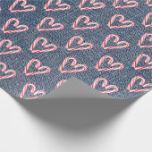 Candy Cane Hearts op Denim Cadeaupapier (Hoek)