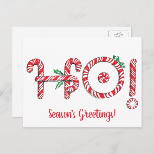 Candy Cane Ho! Ho! Ho! Kerstmis Briefkaart (Voorkant / Achterkant)