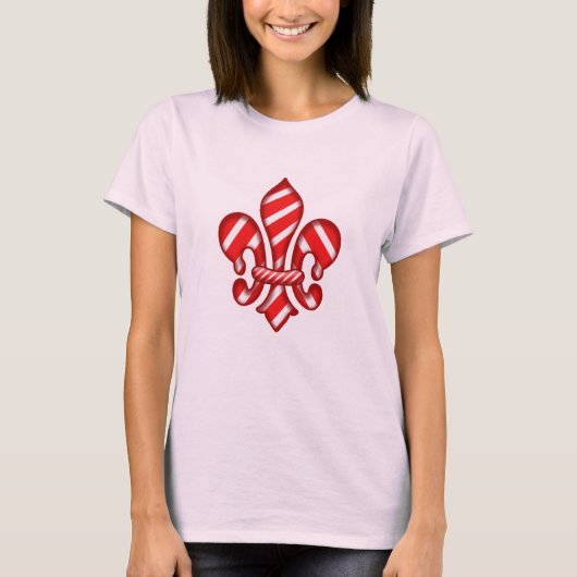 Candy Cane Holiday Fleur de lis t shirt (Voorkant)