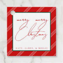 Candy Cane Holiday Gift Labels - Rood