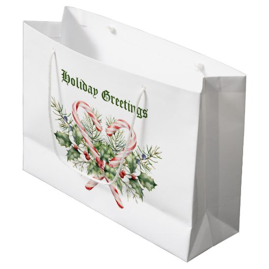  Candy Cane Holiday Groot Cadeauzakje (Voorkant Gekanteld)