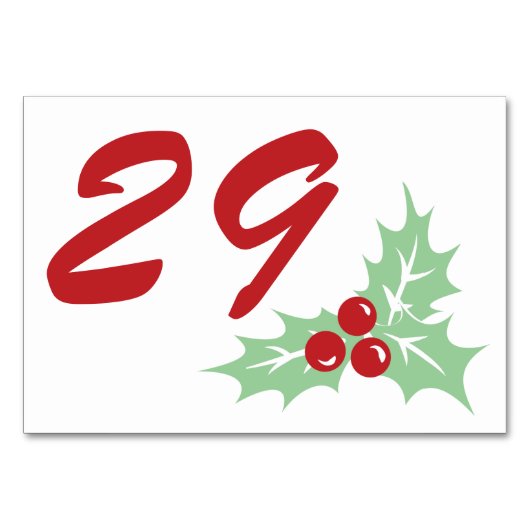 Candy Cane Holly | Aangepast tabelnummer Kaart 3 x (Voorkant)