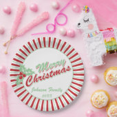 Candy Cane Holly | Aangepaste Borden voor kerstpap Papieren Bordje (Feest)