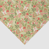 Candy Cane Holly Berry Green Kerstpatroon Tissuepapier (Detail)
