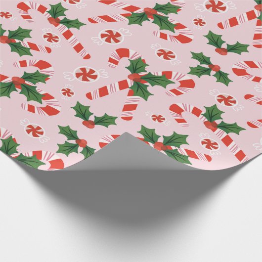 Candy Cane & Holly Cadeaupapier (Hoek)
