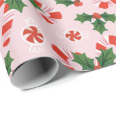 Candy Cane & Holly Cadeaupapier (Rol Hoek)