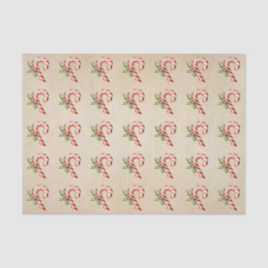 Candy Cane Holly Christmas Tissue Paper Tissuepapier (Voorkant)