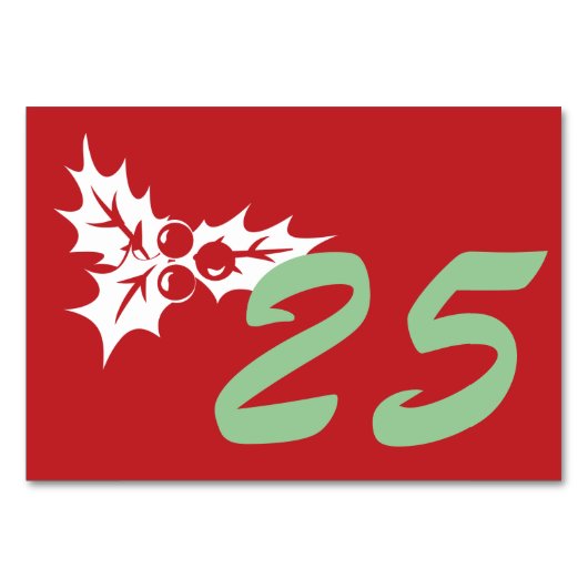 Candy Cane Holly | Custom Table Number Card 3 x 5 Kaart (Achterkant)