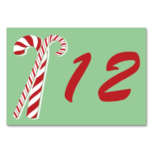 Candy Cane Holly | Custom Table Number Card 3 x 5 Kaart (Achterkant)