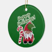 Candy Cane Holly Gnome | Prettige feestdagen! Keramisch Ornament (Links)