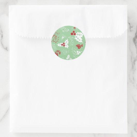Candy Cane Holly | Groen en rood Kerst sticker (Tas)