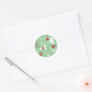Candy Cane Holly Groen en rood Kerst sticker