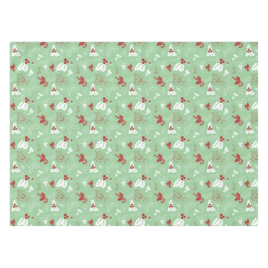 Candy Cane Holly | Groen rood kersttafelkleed Tafelkleed (Voorkant (Horizontaal))