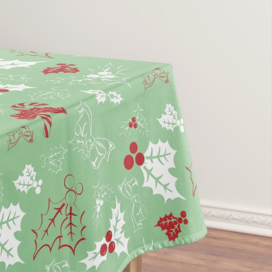Candy Cane Holly | Groen rood kersttafelkleed Tafelkleed (Voorbeeld)
