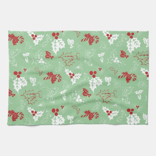 Candy Cane Holly | Holiday Kitchen Towel Theedoek (Horizontaal)