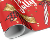 Candy Cane Holly Jolly Christmas Gift Wrap Cadeaupapier (Rol Hoek)