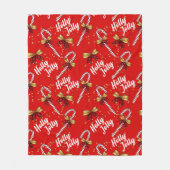 Candy Cane Holly Jolly Modern Festive Kerstmis Fleece Deken (Voorkant)