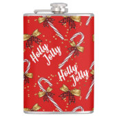 Candy Cane Holly Jolly Modern Festive Kerstmis Heupfles (Voorkant)
