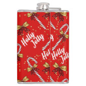 Candy Cane Holly Jolly Modern Festive Kerstmis Heupfles (Achterkant)