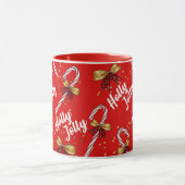 Candy Cane Holly Jolly Modern Festive Kerstmis Mok (Midden)