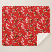 Candy Cane Holly Jolly Modern Festive Kerstmis Sherpa Deken (Voorkant (horizontaal))