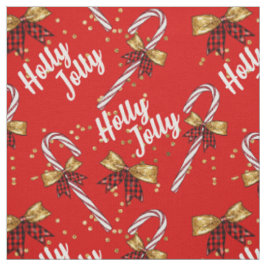 Candy Cane Holly Jolly Modern Festive Kerstmis Stof