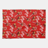 Candy Cane Holly Jolly Modern Festive Kerstmis Theedoek (Horizontaal)