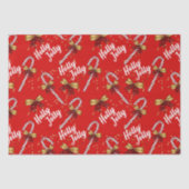 Candy Cane Holly Jolly Modern Festive Kerstmis Tissuepapier (Voorkant)