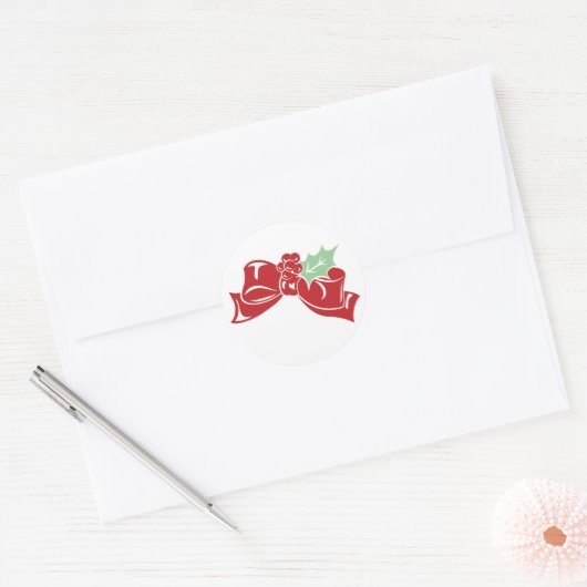 Candy Cane Holly | Red Bow Holiday Sticker (Envelop)