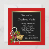 Candy Cane Holly Red Christmas Party Kaart (Achterkant)