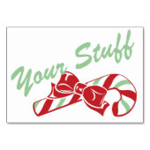 Candy Cane Holly | Retro aangepaste tabel Kaart (Achterkant)
