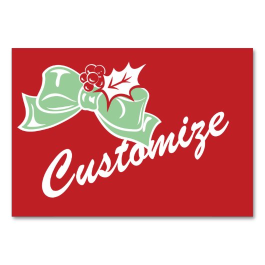 Candy Cane Holly | Retro aangepaste tabel Kaart (Achterkant)