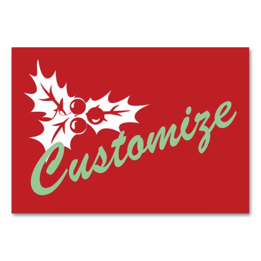 Candy Cane Holly | Retro aangepaste tabel Kaart (Achterkant)