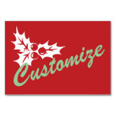 Candy Cane Holly | Retro aangepaste tabel Kaart (Voorkant)