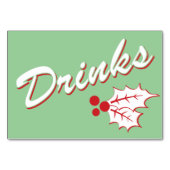 Candy Cane Holly | Retro Drinken Tabel Kaart 3 x 5 (Achterkant)