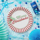 Candy Cane Holly | Retro Kerstpapier Borden Papieren Bordje (Feest)