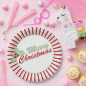 Candy Cane Holly | Retro Kerstpapier Borden Papieren Bordje (Feest)